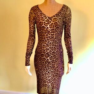 NWT BCBG MAXAZRIA Sexy V Neck Animal Print Dress